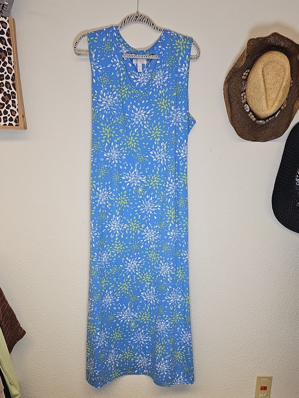 Blue Floral Sleeveless Maxi Dress NWOT XL